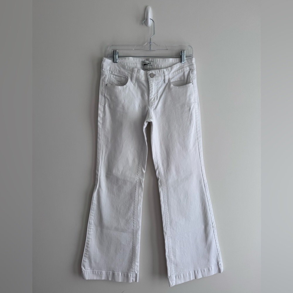 White House Black Market Cotton Flared White Trousers